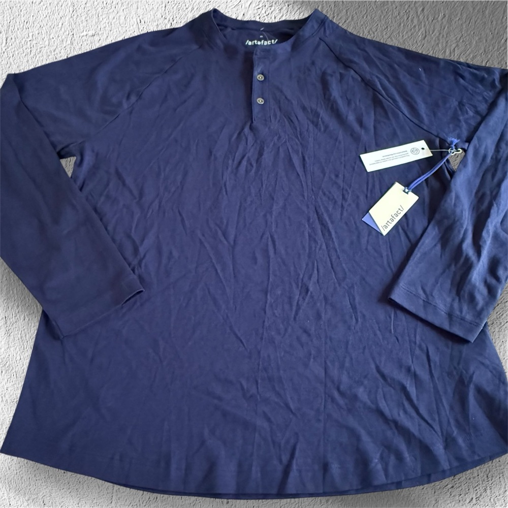 Stitch Fix Artefact Fitz Ice Cotton Pima Navy Henley Men's XL 100% Pima Cotton